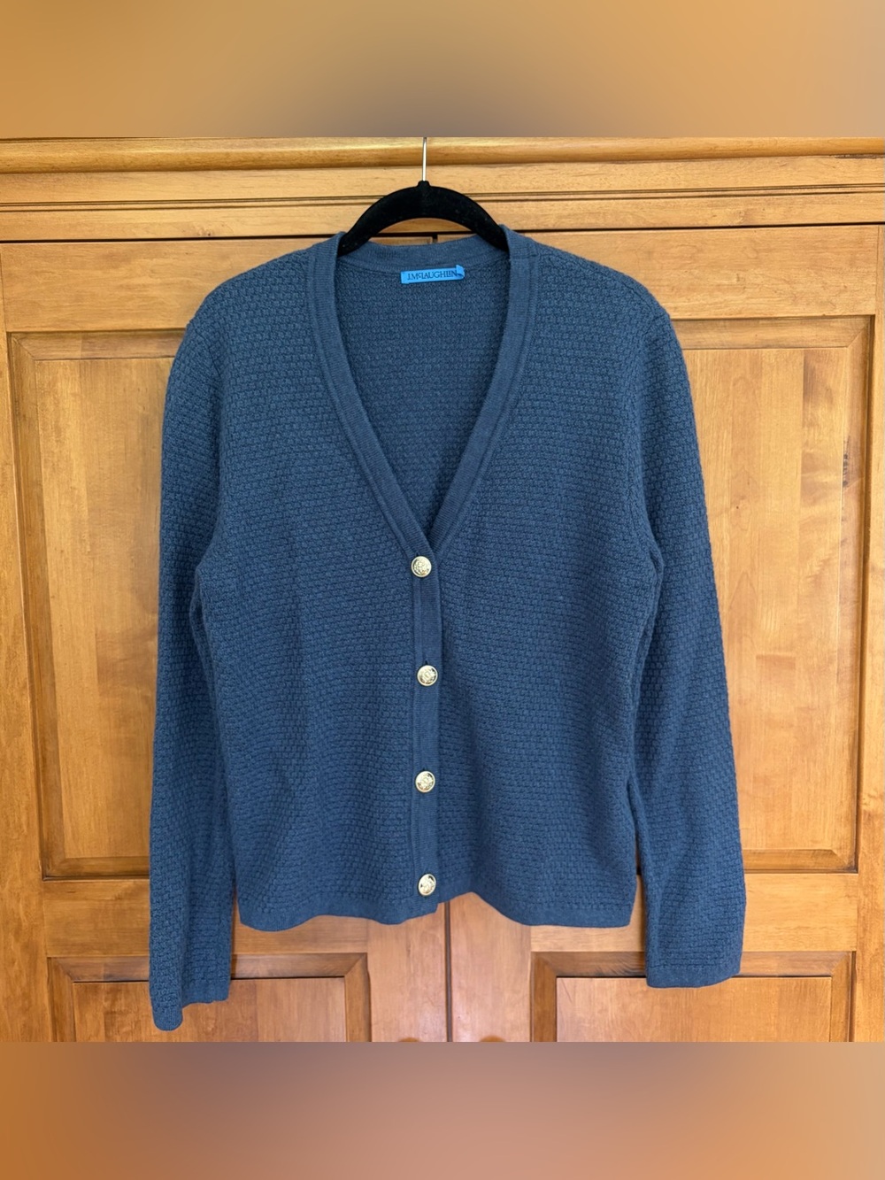 J. McLaughlin Navy Blue Textured Knit Cardigan